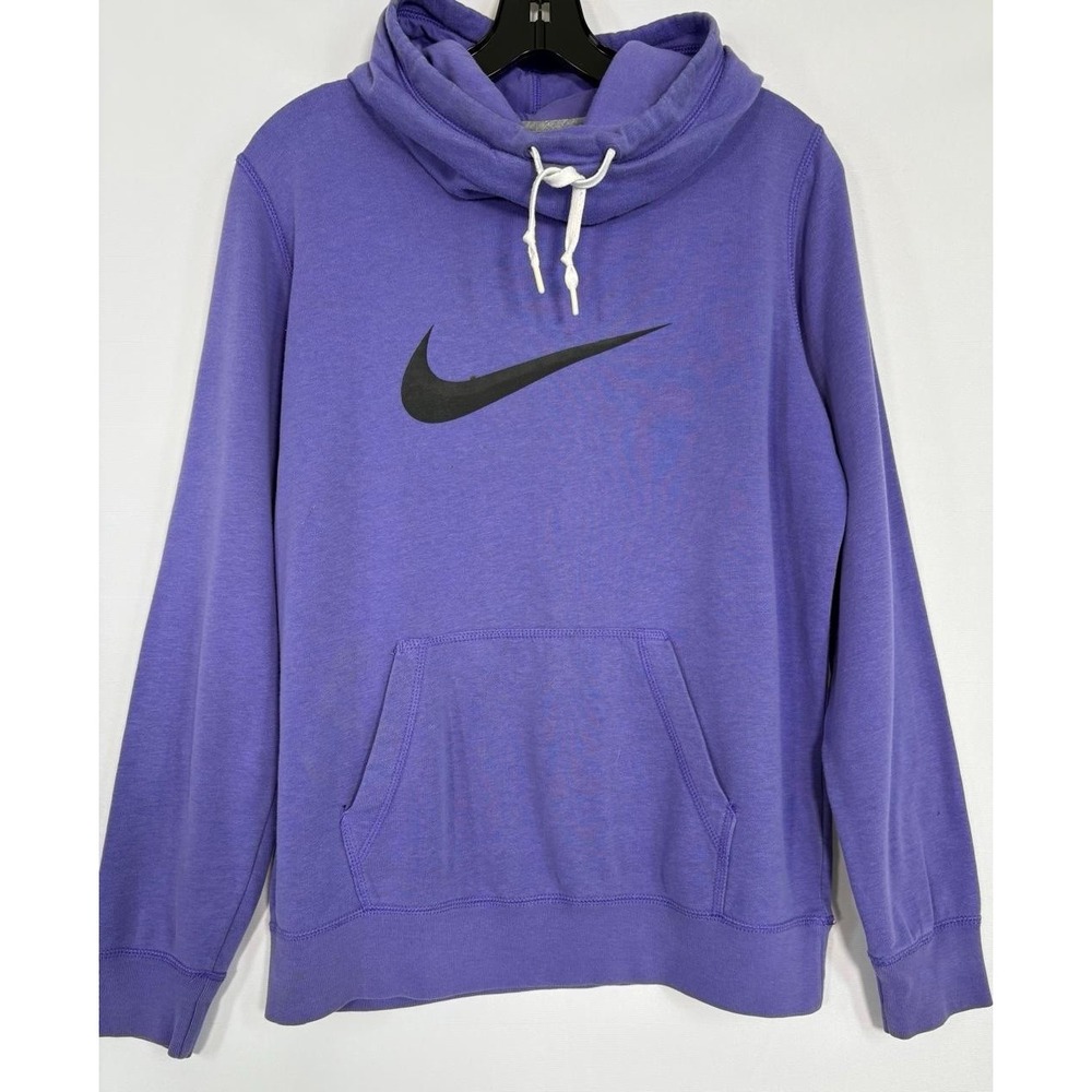 Nike Women's Vintage 90's Cowl Neck Hoodie Front Pocket Purple Sz L‎